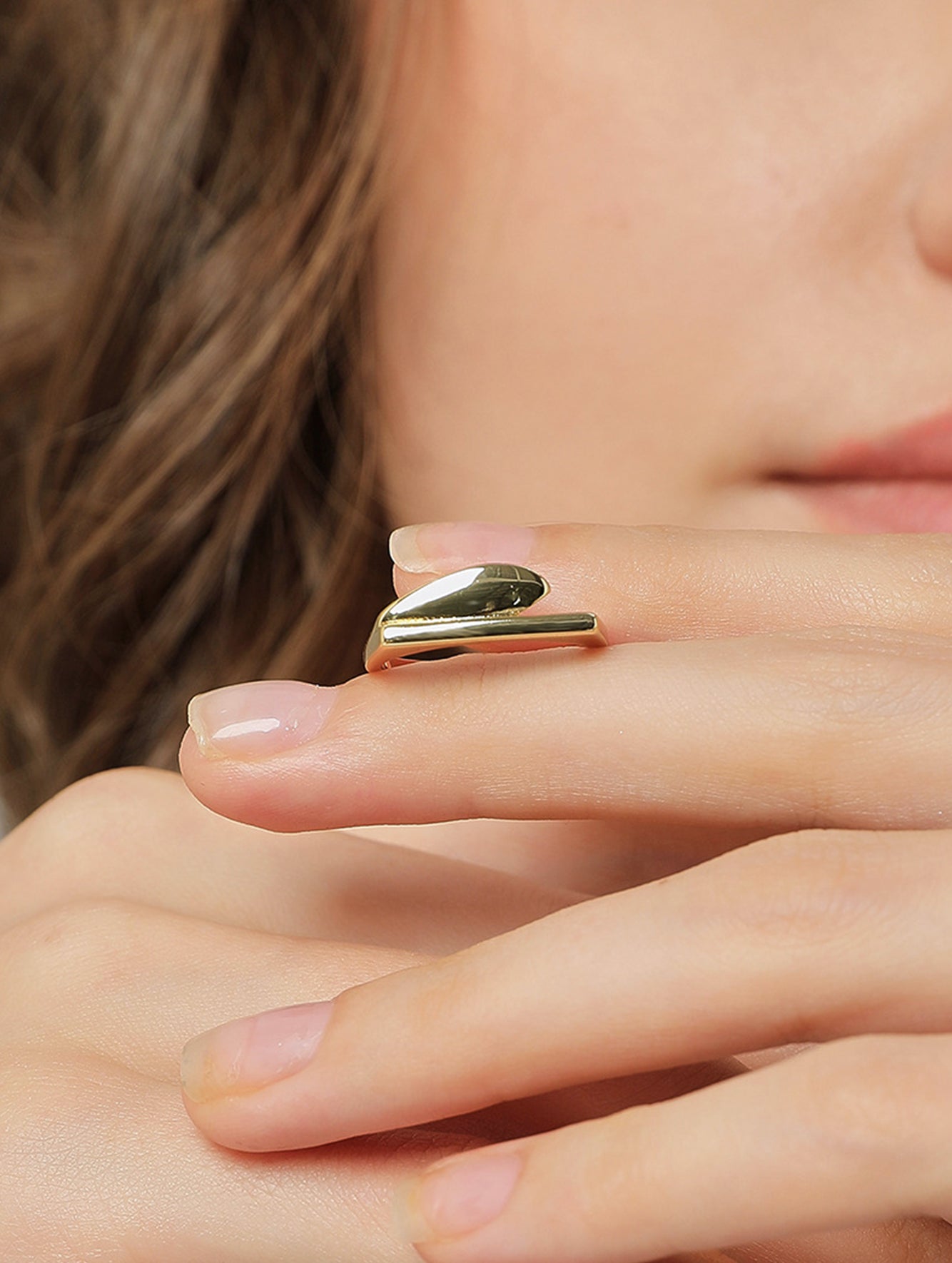 Geometric Wrap Ring in 18K Gold-Plated Copper
