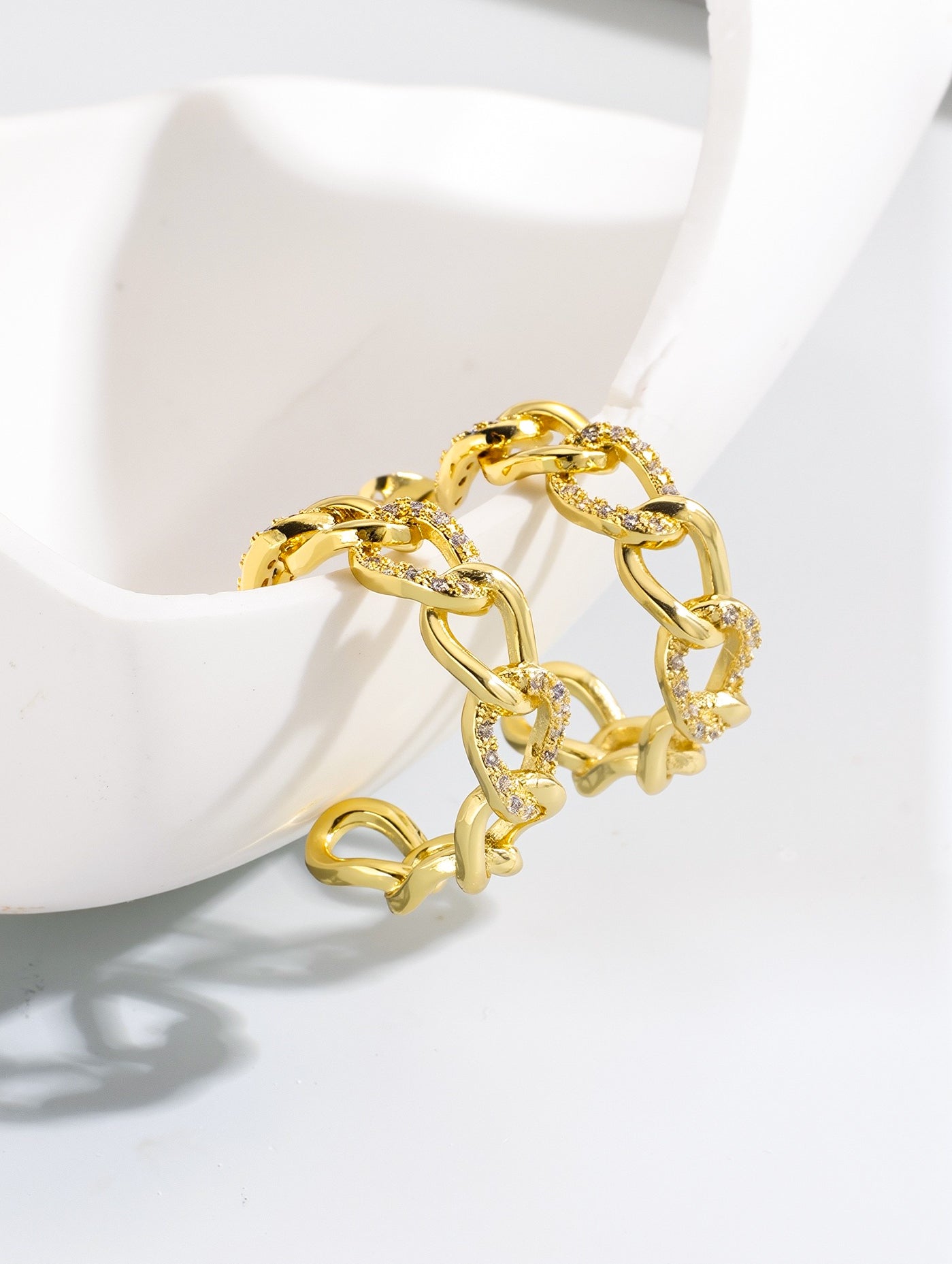 Chunky Open Chain Cubic Zirconia Earrings