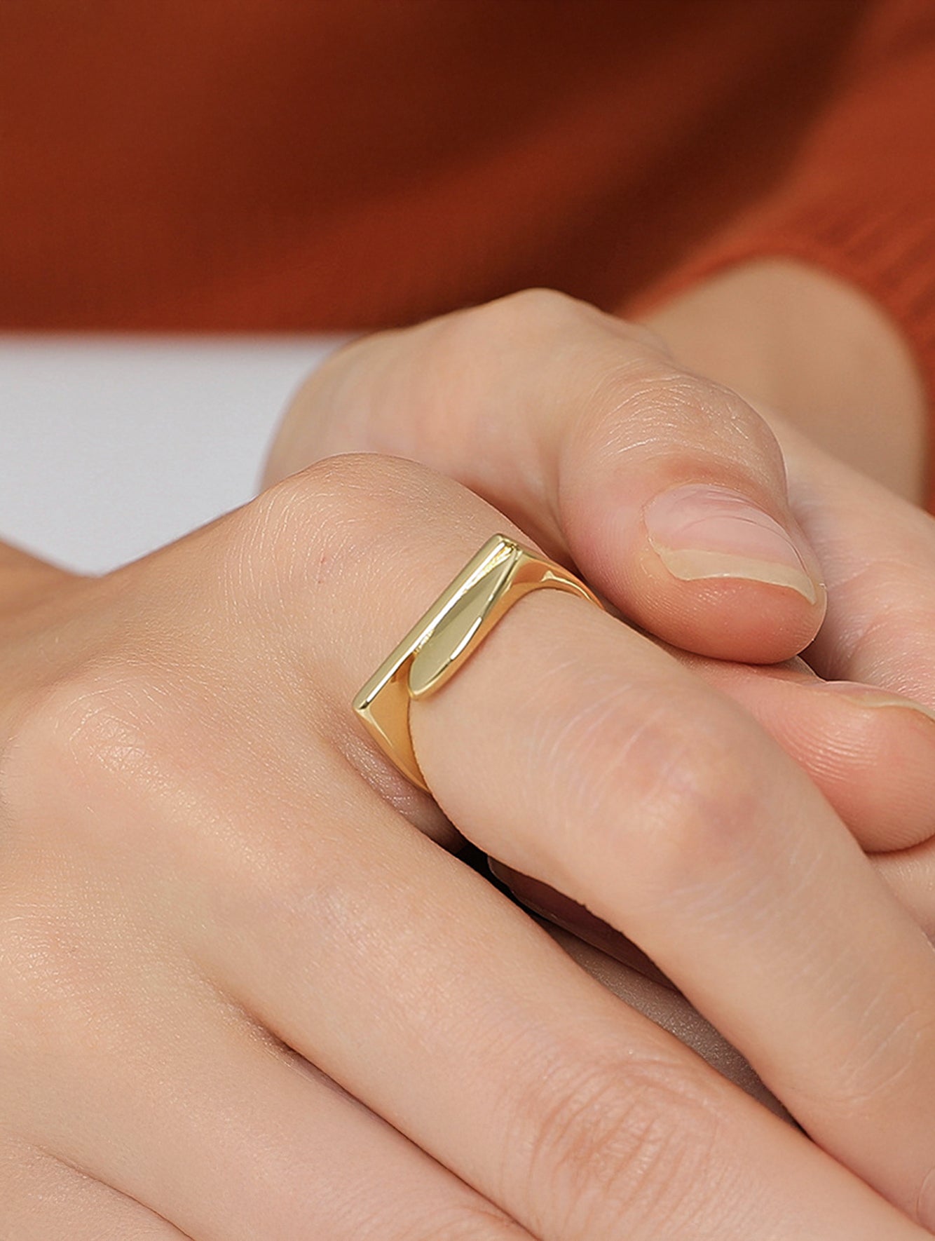 Geometric Wrap Ring in 18K Gold-Plated Copper