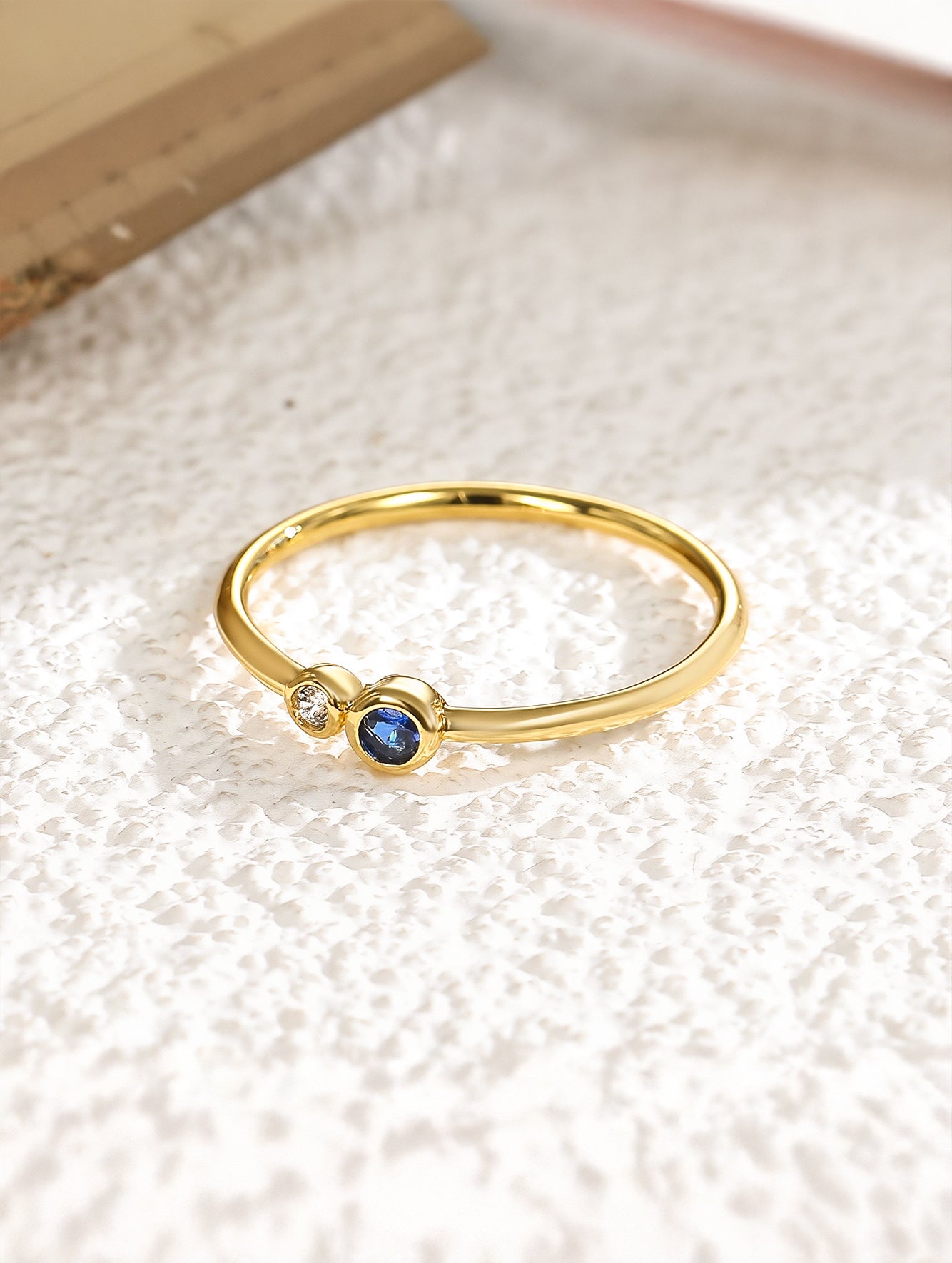 Minimalist Blue & White Cubic Zirconia Ring