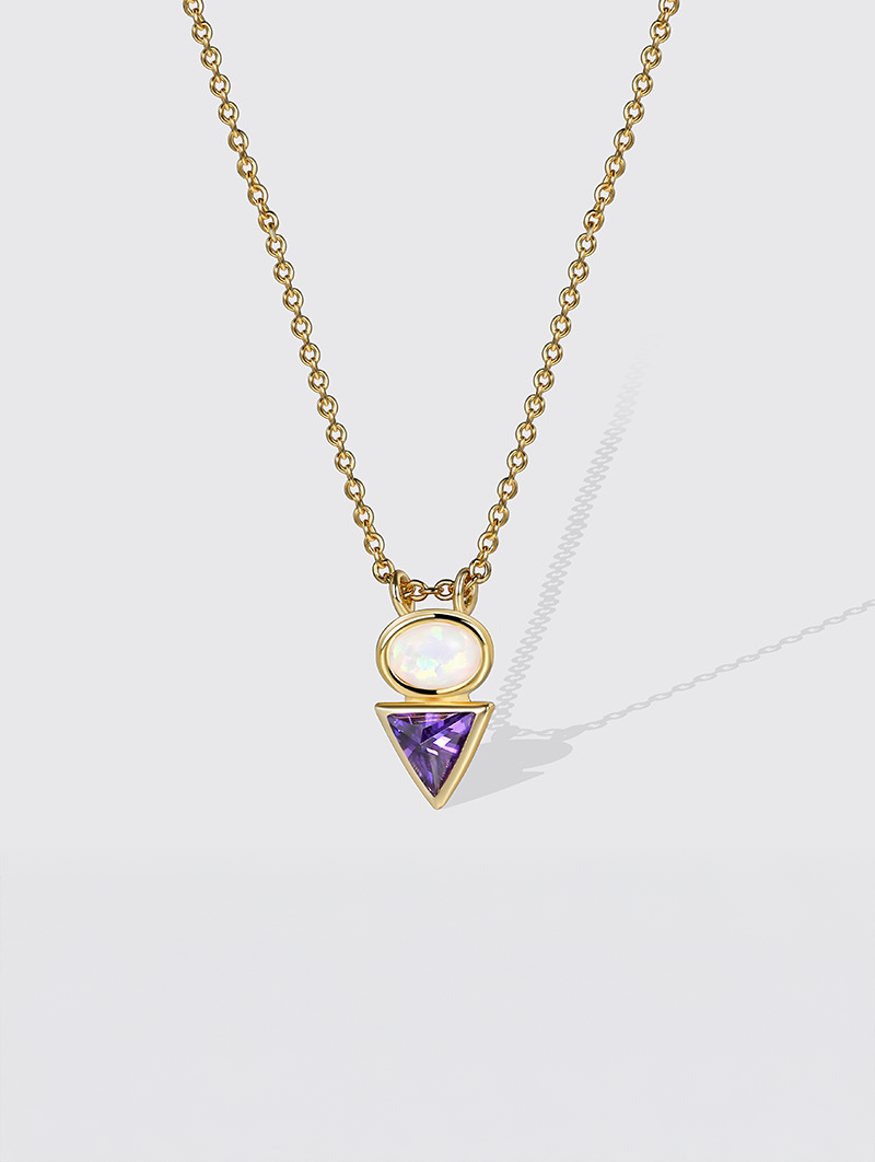French-Style Opal Purple Cubic Zirconia Pendant Necklace