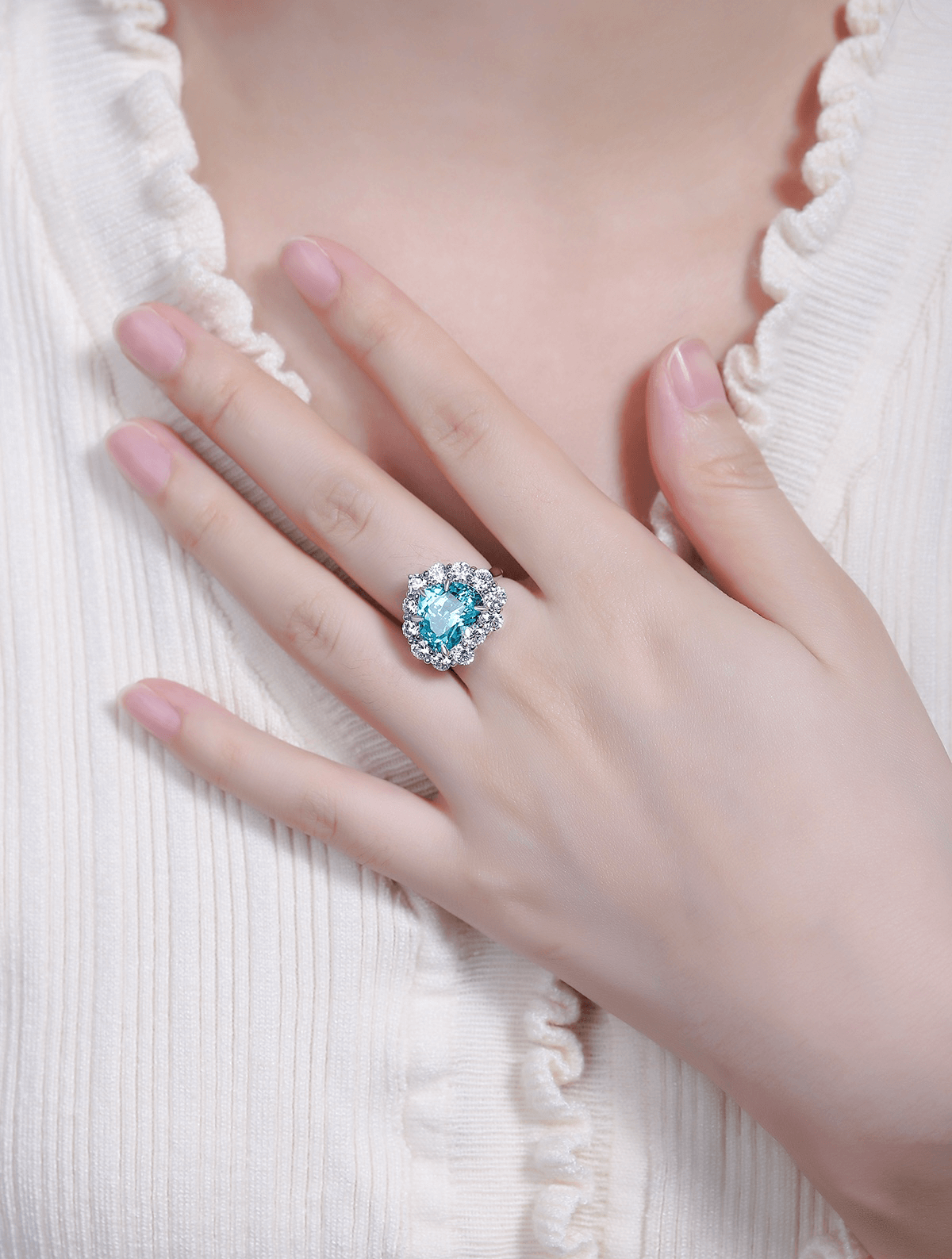 9.35ct Heart Lab-Grown Paraiba Tourmaline Halo Engagement Ring