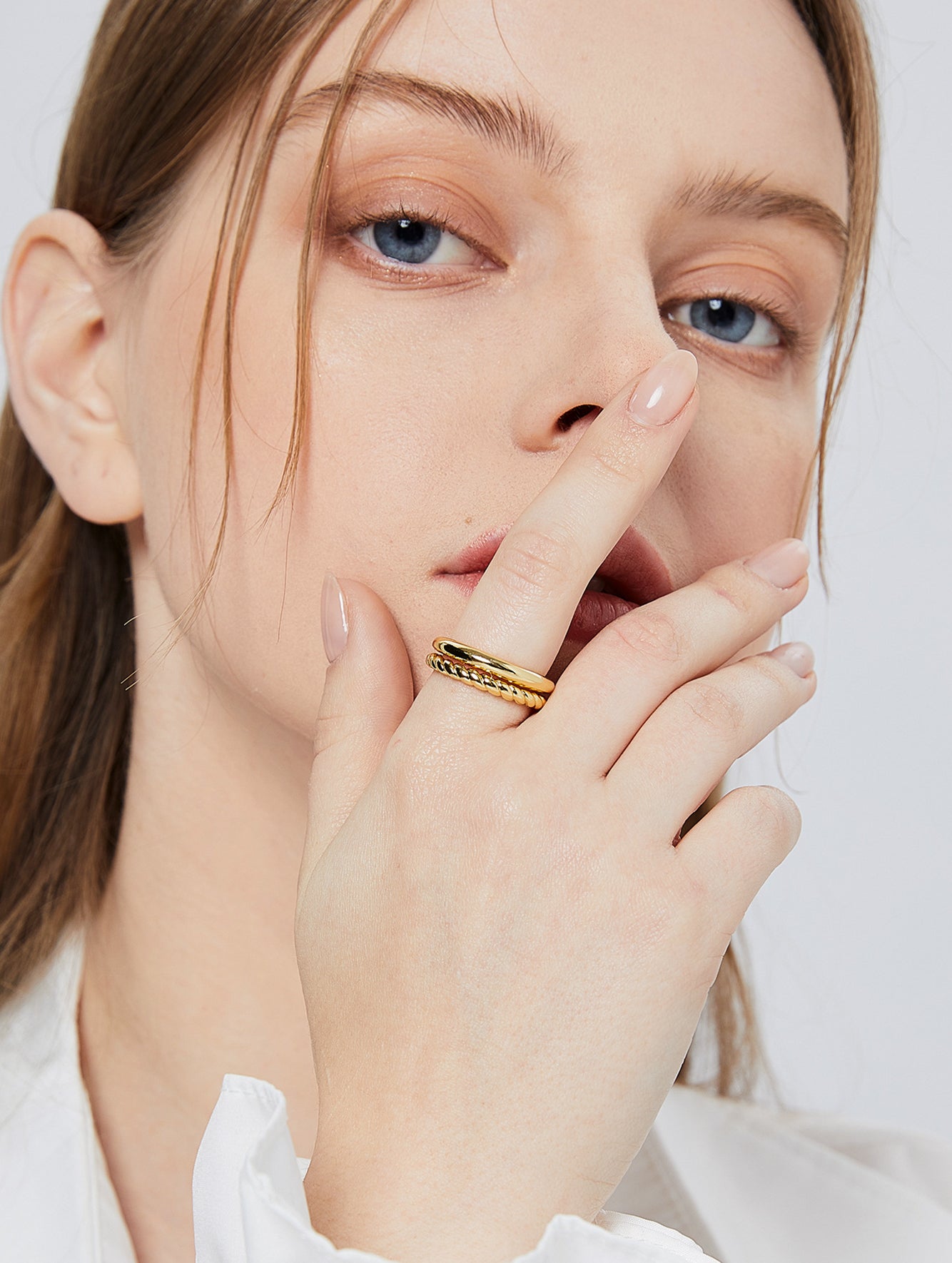Braided Open Ring in 18K Gold-Plated Copper