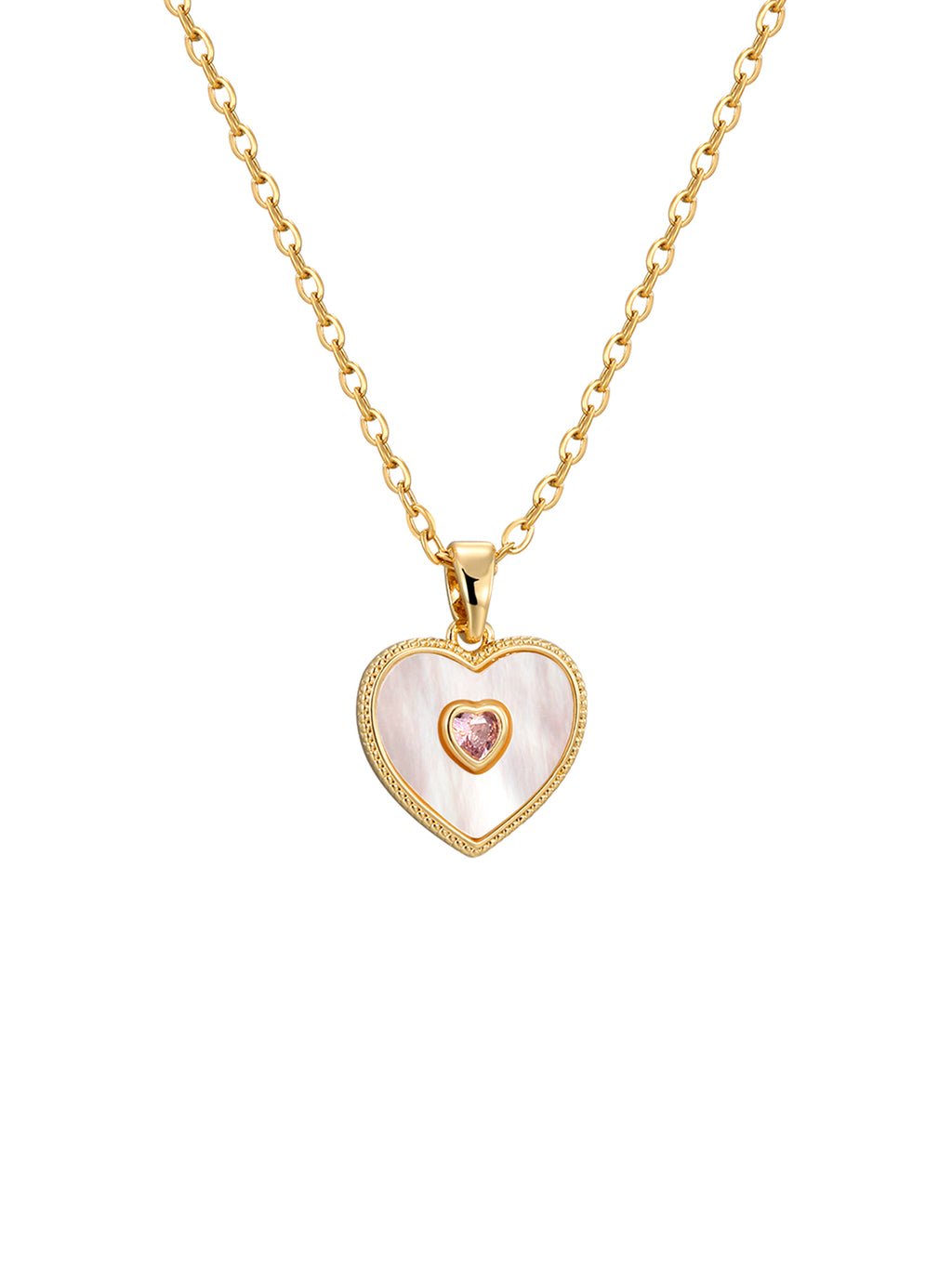 Double Layer Natural Shell Heart Pendant Necklace