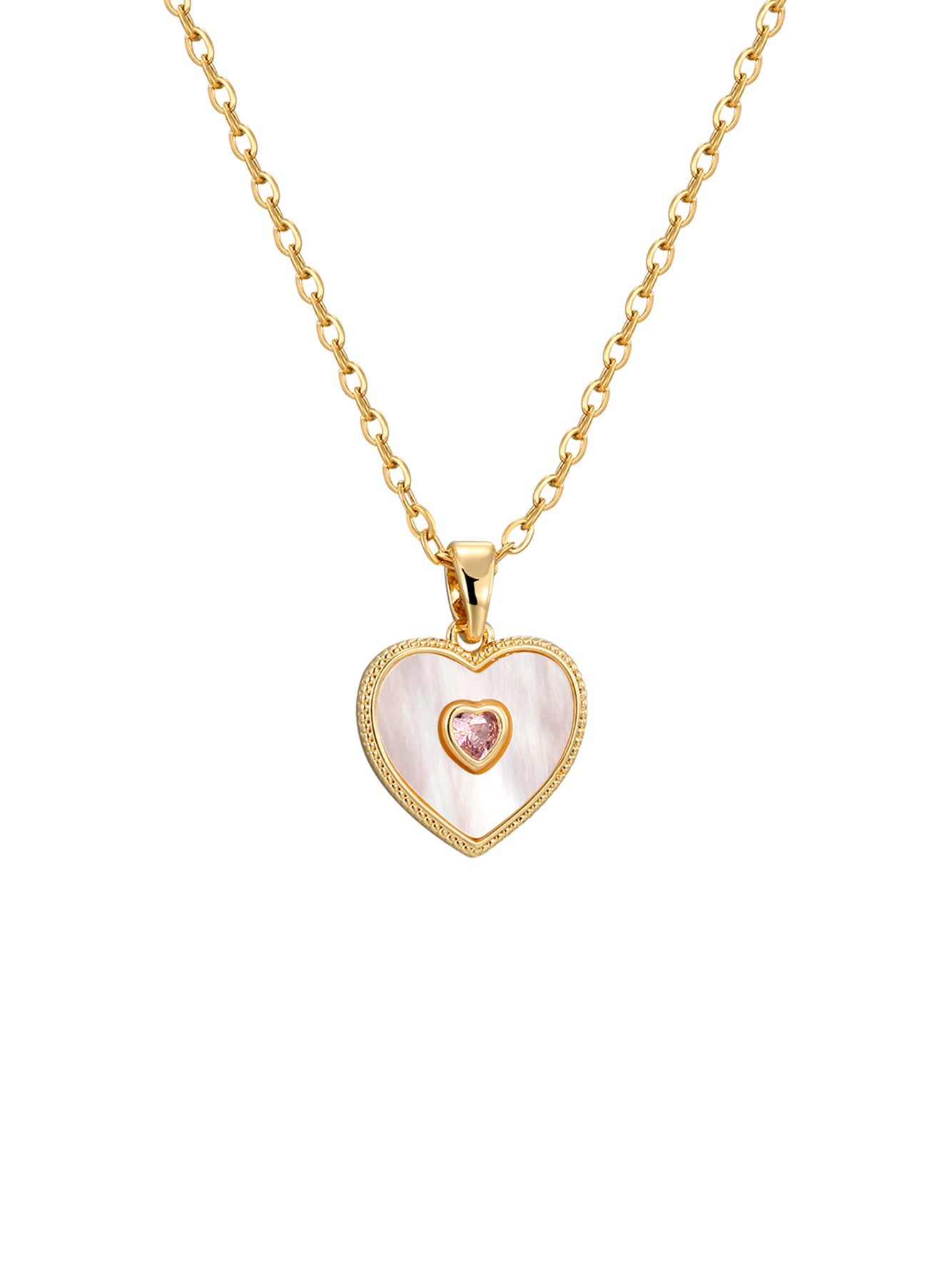Double Layer Natural Shell Heart Pendant Necklace