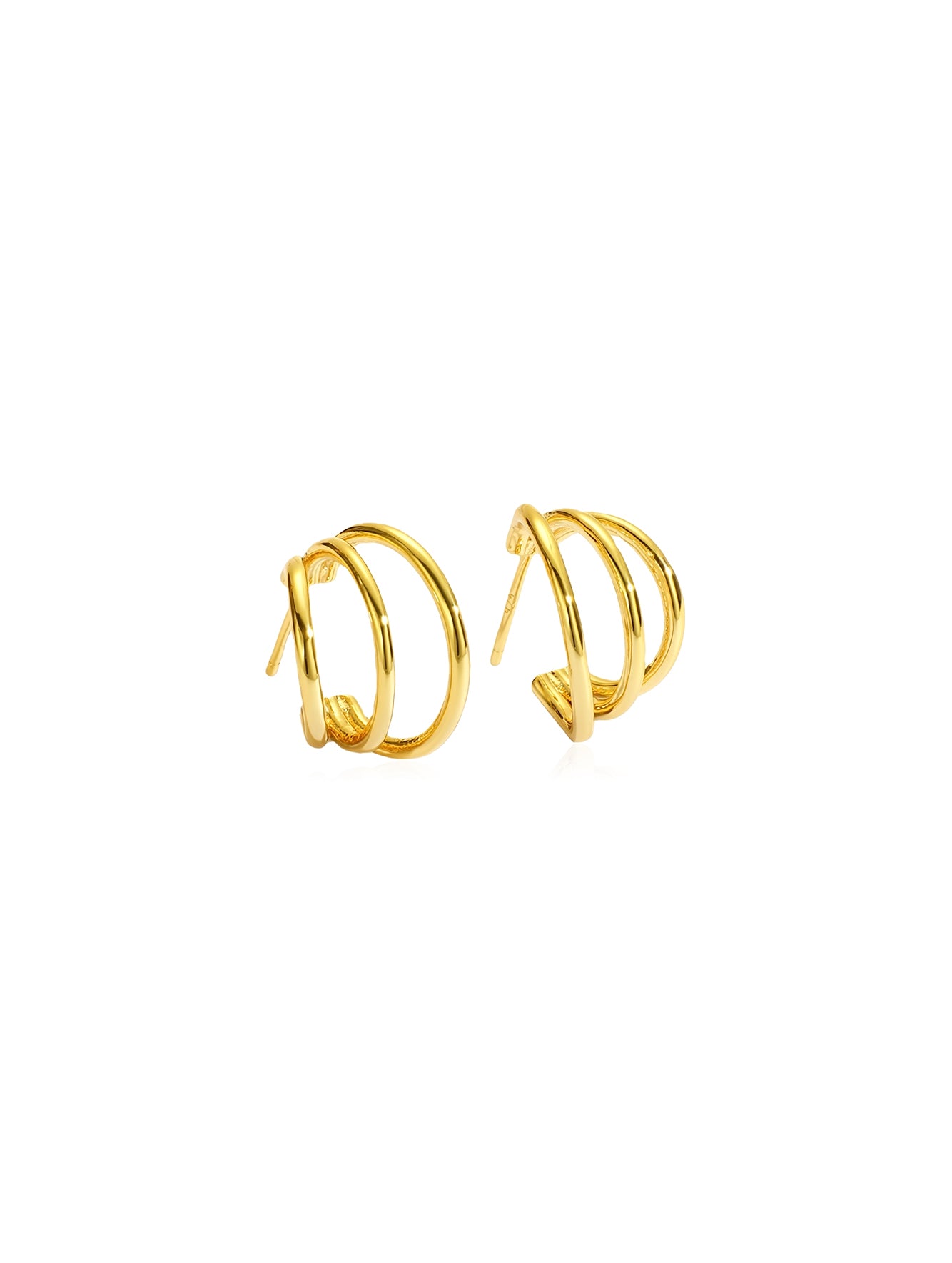 Multi-Hoop Sculptural Earrings in 18K Gold Plated Copper