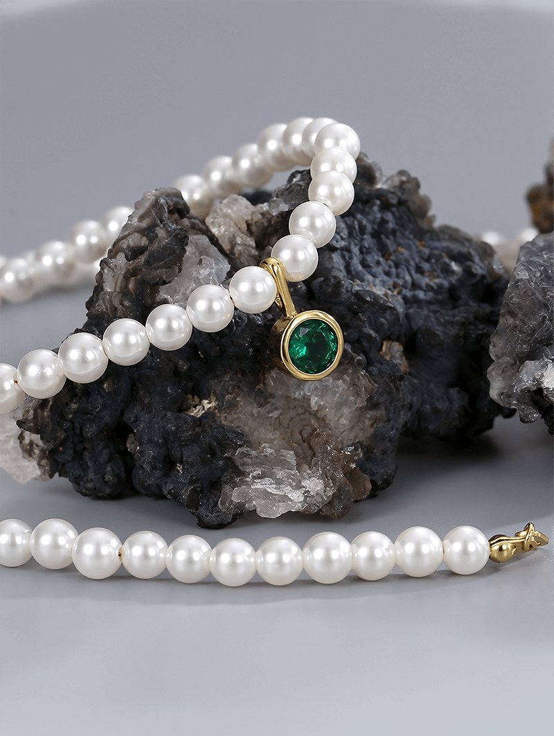 French-Style Imitation Pearl & Cubic Zirconia Necklace