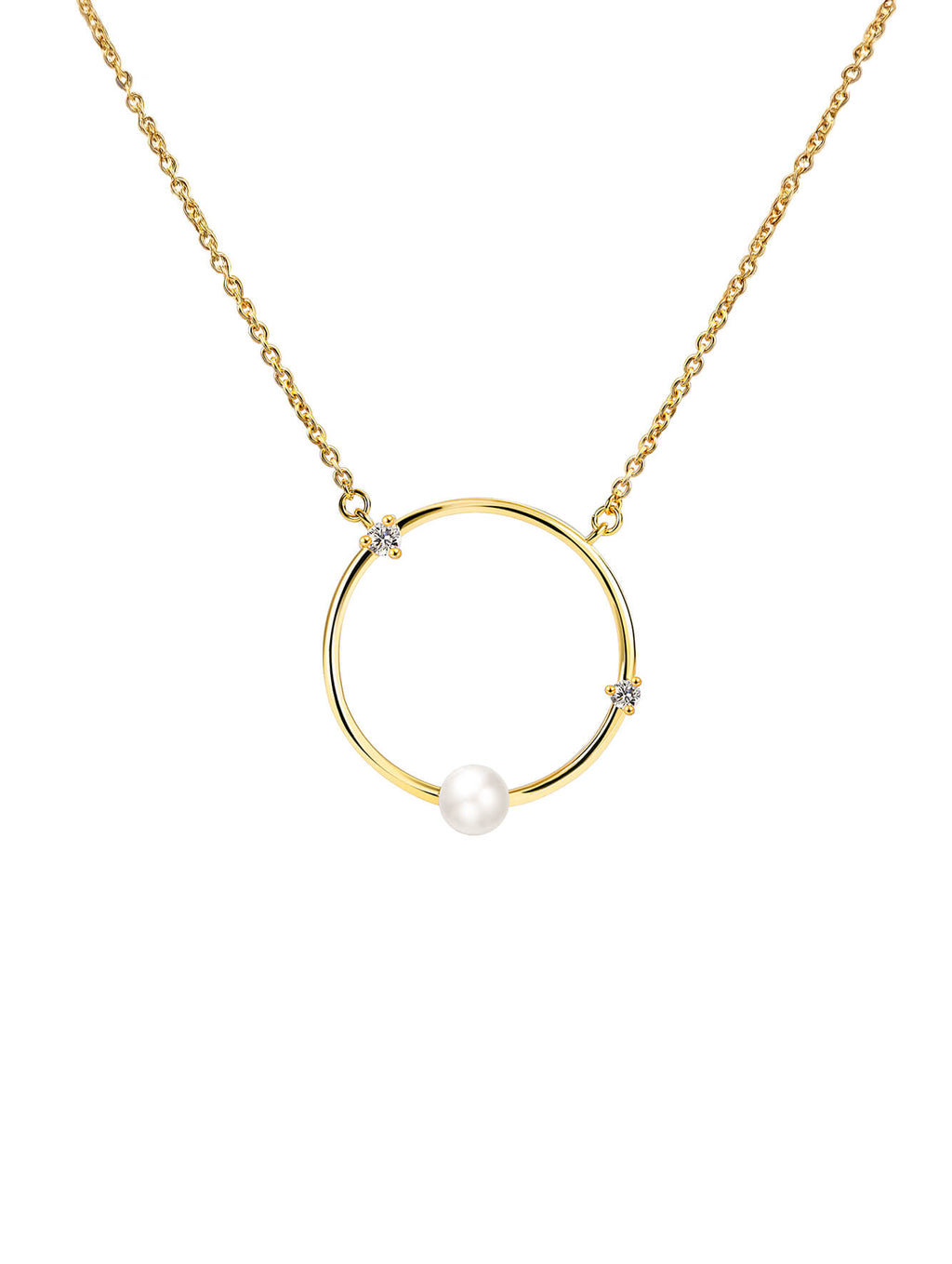 Geometric Circle Cubic Zirconia Pendant Necklace