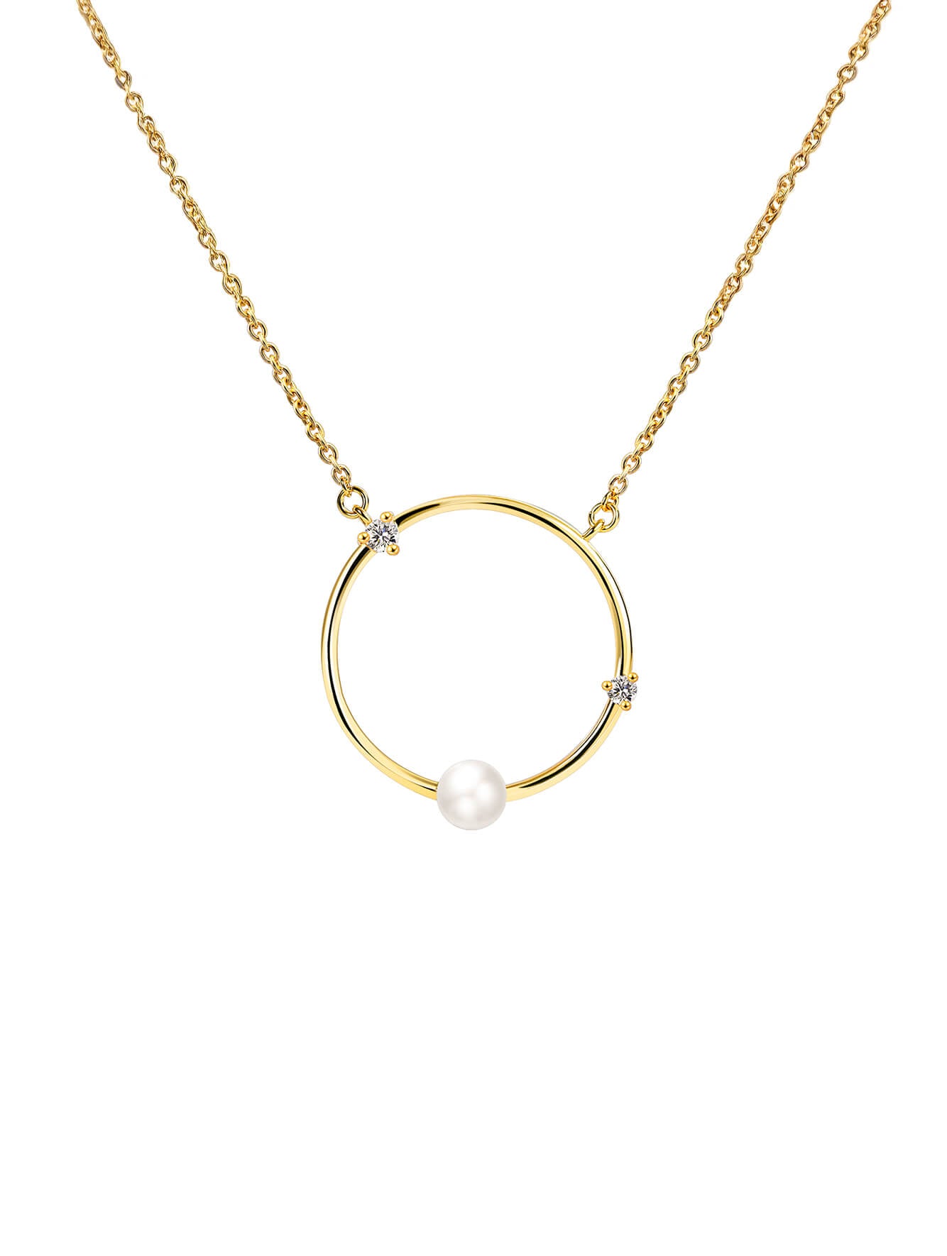 Geometric Circle Cubic Zirconia Pendant Necklace