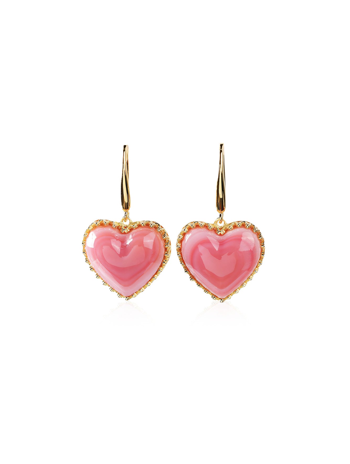 Heart Glossy Rouge Natural Queen Conch Shell Drop Earrings