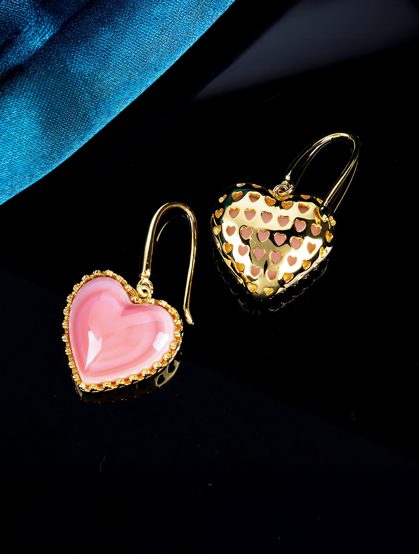 Heart Glossy Rouge Natural Queen Conch Shell Drop Earrings