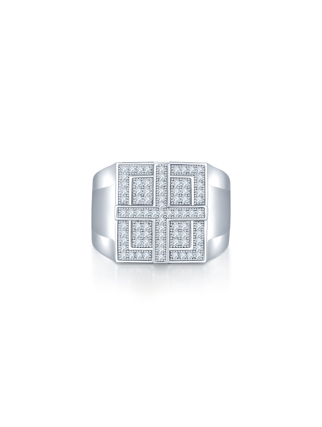 Men’s 0.53ct Cross Full Pavé Moissanite Ring