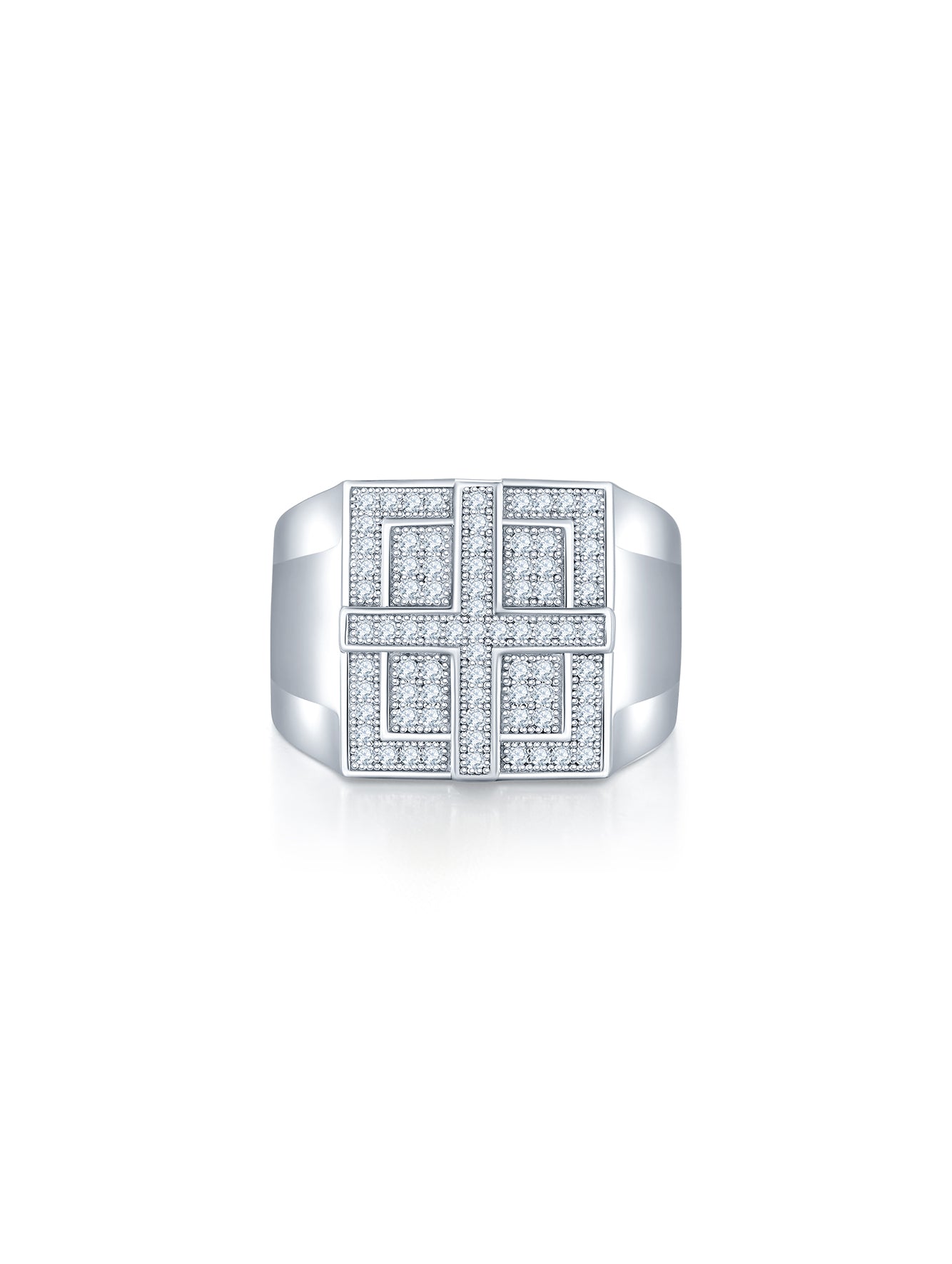 Men’s 0.53ct Cross Full Pavé Moissanite Ring