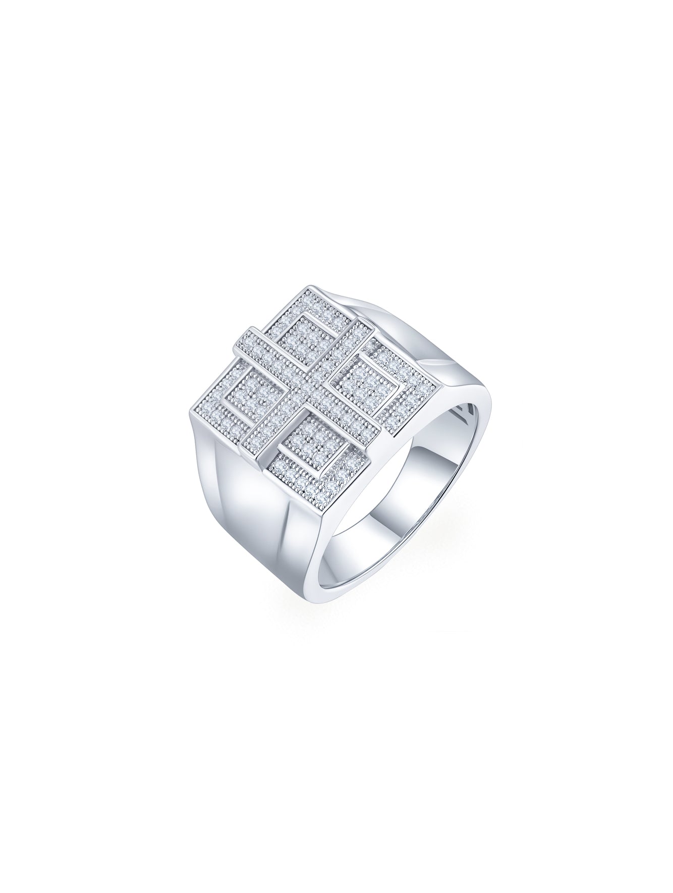 Men’s 0.53ct Cross Full Pavé Moissanite Ring