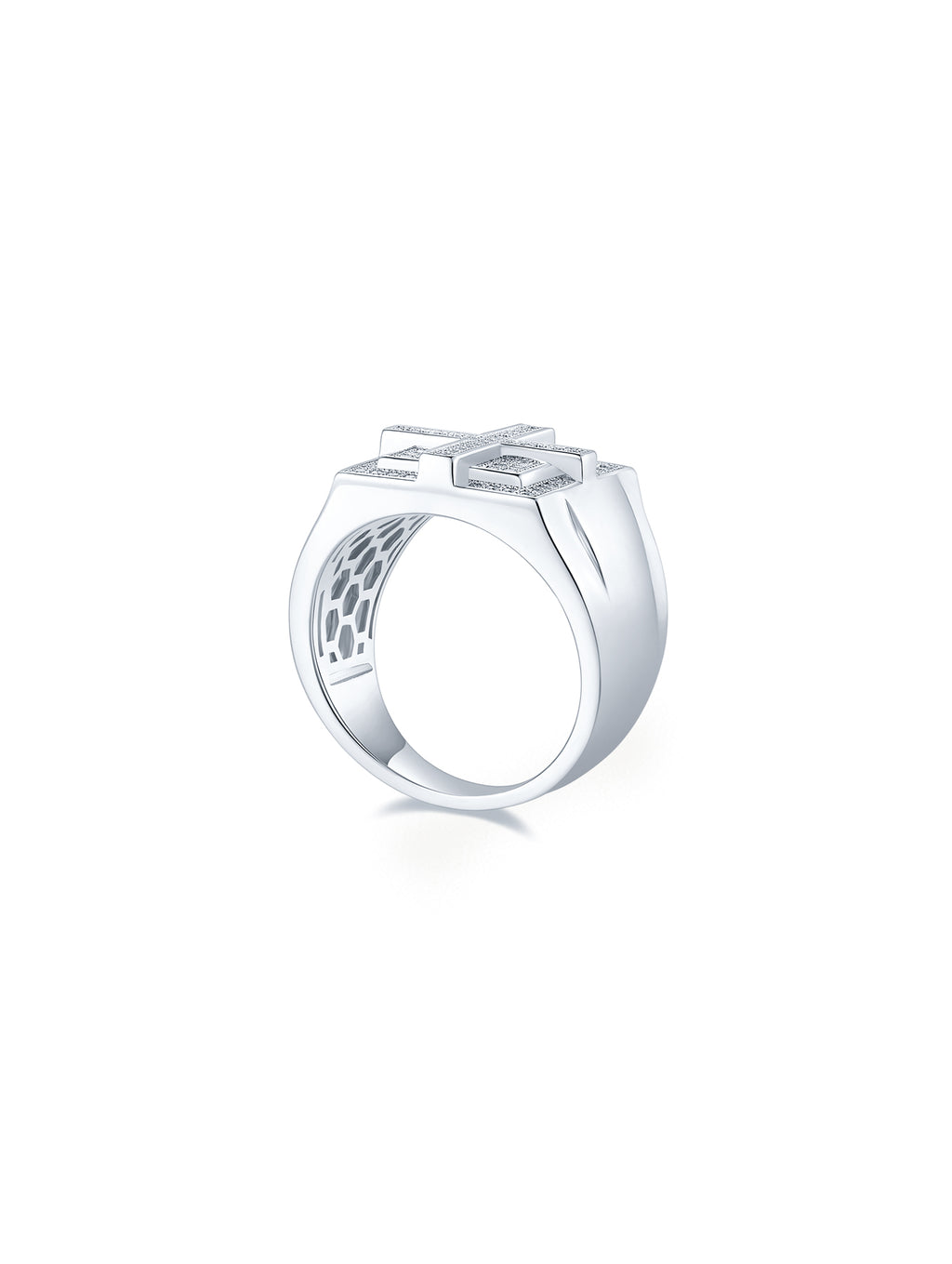 Men’s 0.53ct Cross Full Pavé Moissanite Ring