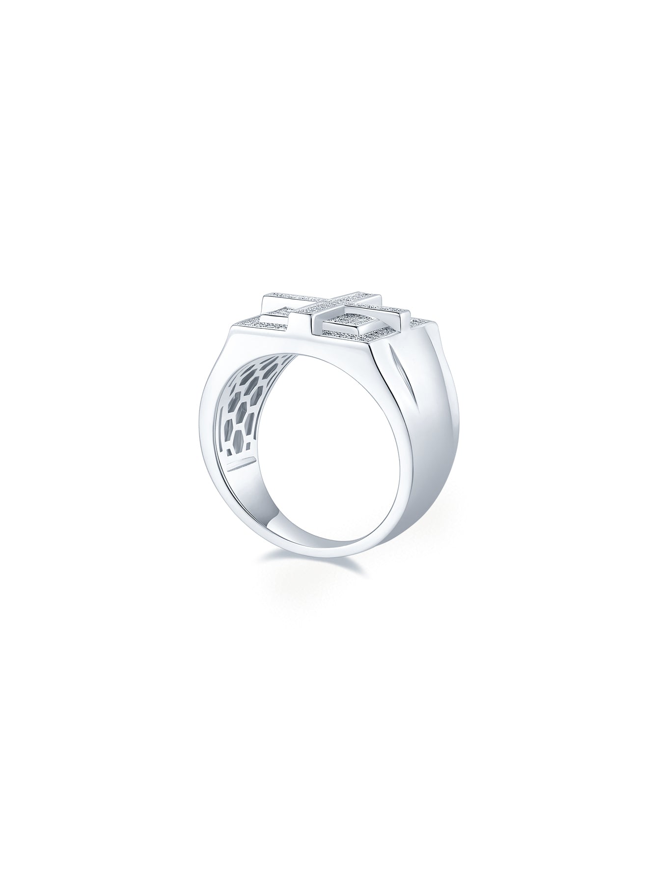 Men’s 0.53ct Cross Full Pavé Moissanite Ring
