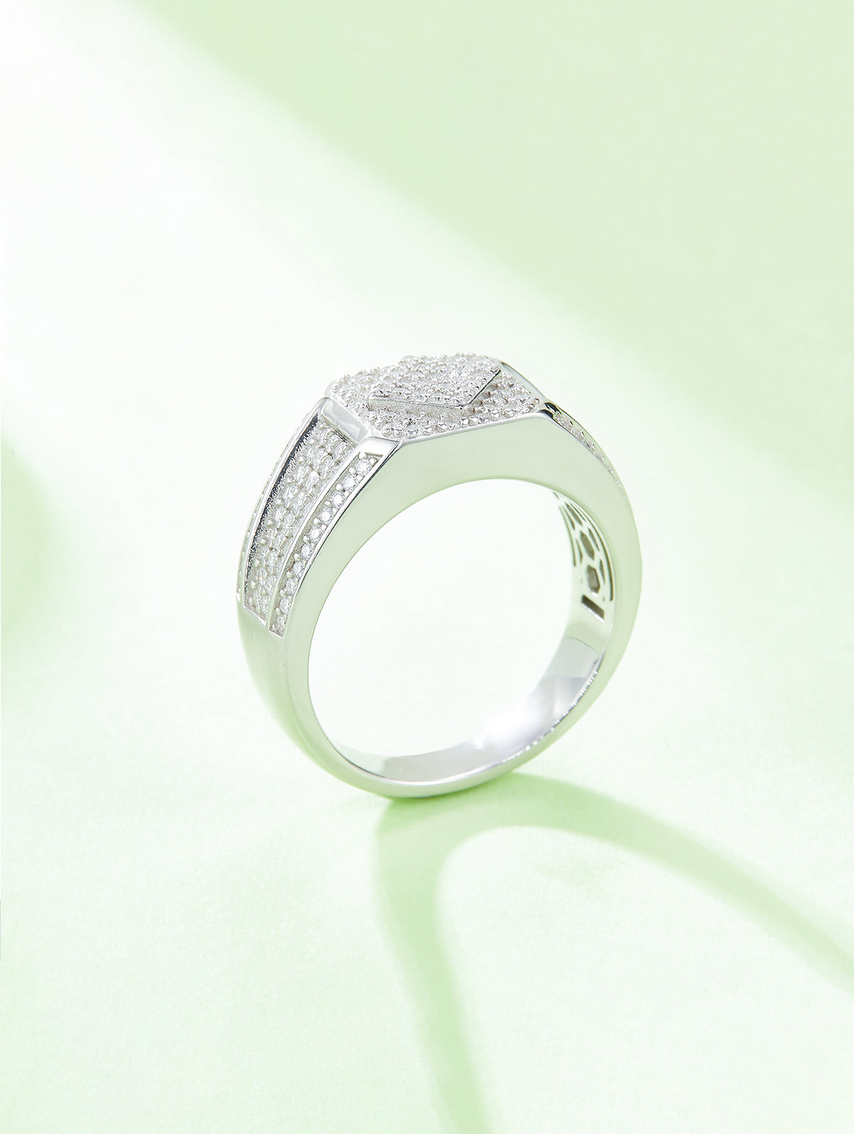 Men’s 0.94ct D Color Full Pavé Moissanite Ring