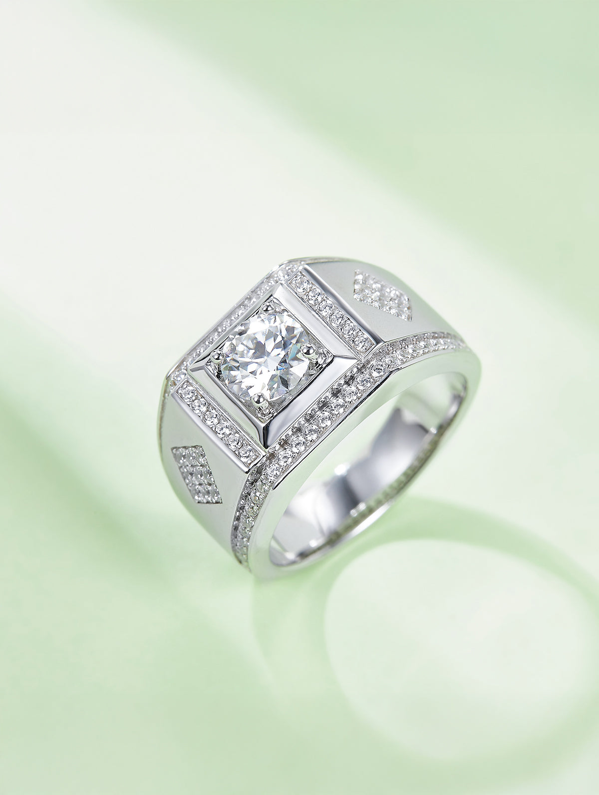 Men’s 1ct D Color Art Deco Moissanite Band Ring