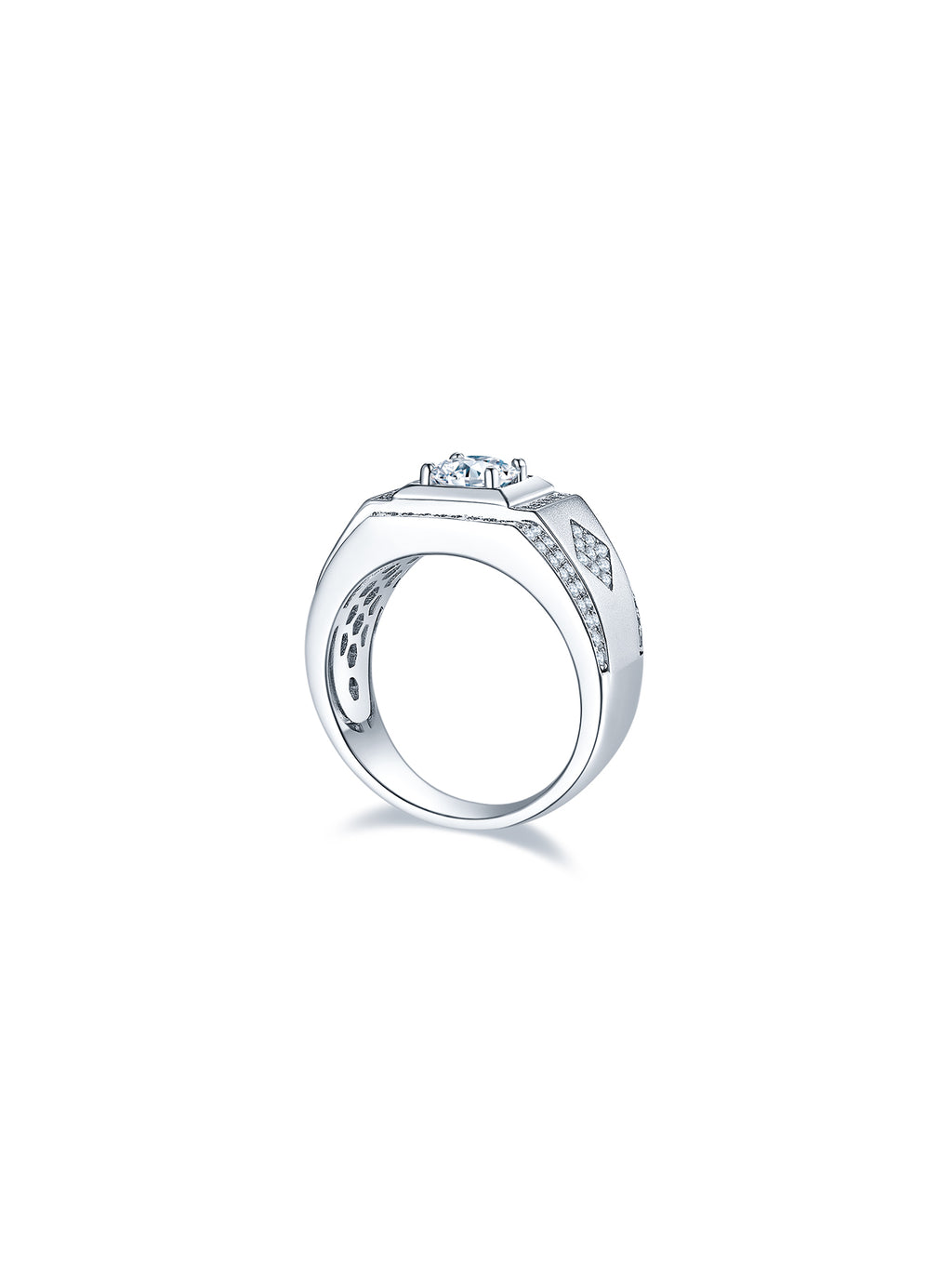 Men’s 1ct D Color Art Deco Moissanite Band Ring