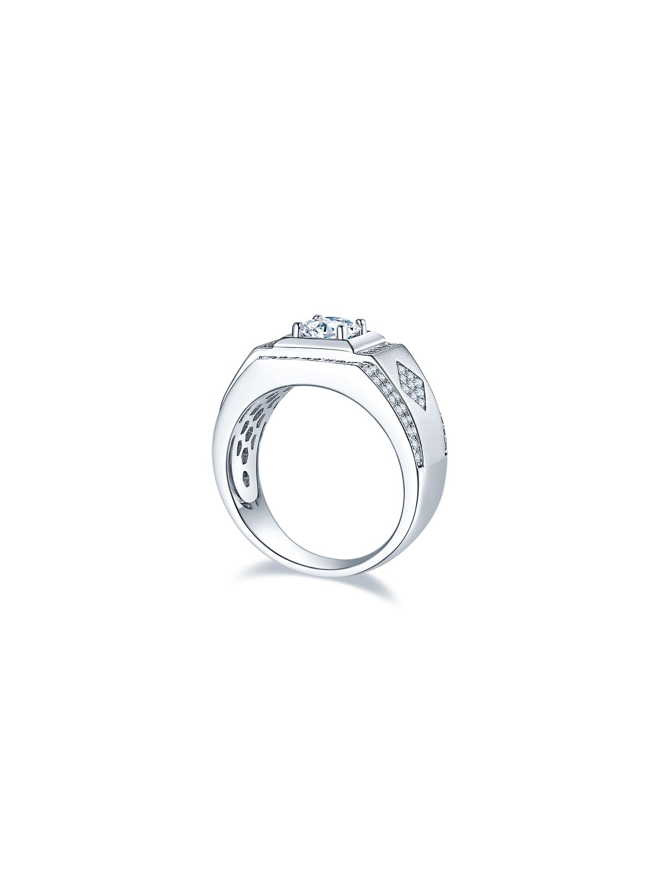 Men’s 1ct D Color Art Deco Moissanite Band Ring