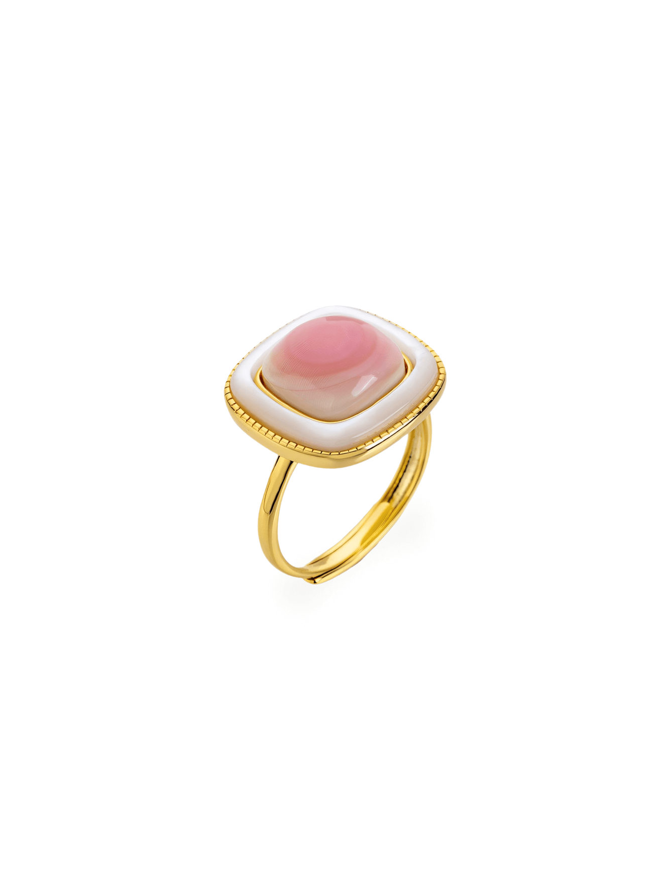 Mother Of Pearl Halo setting Natural Queen Conch Shell Adjustable Ring