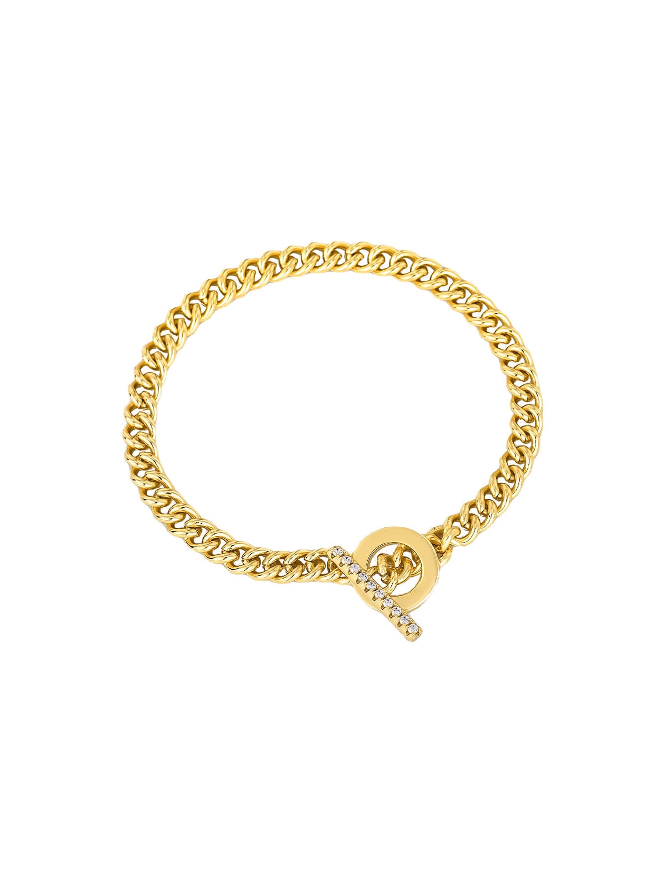 OT Clasp Cubic Zirconia Cuban Chain Bracelet