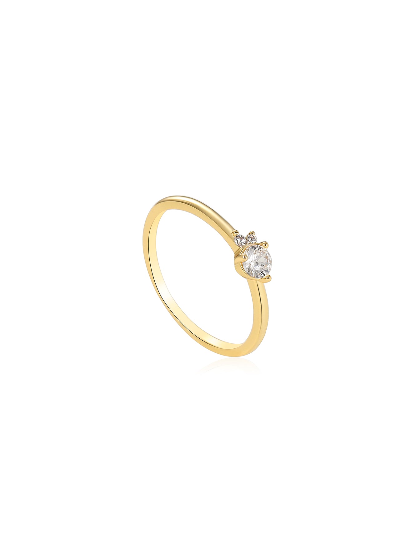 Round Cubic Zirconia Ring in 18K Gold Plated Copper
