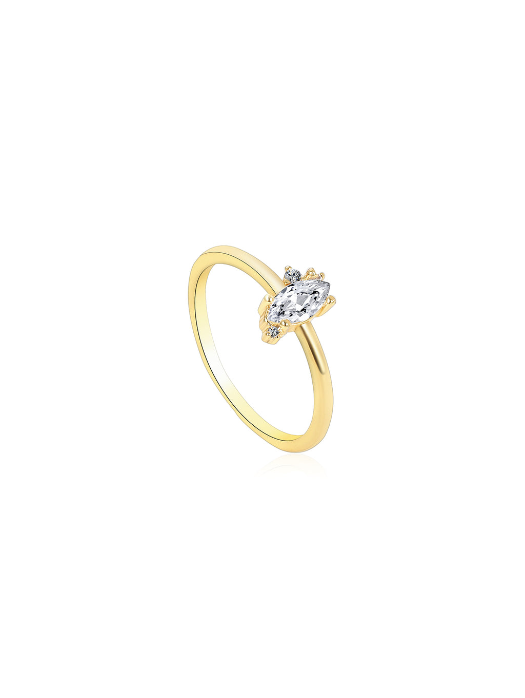 Minimalist Marquise Cubic Zirconia Ring in 18K Gold Plated Copper