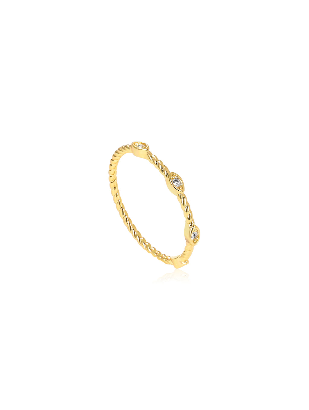 Minimalist Twist Band Cubic Zirconia Ring