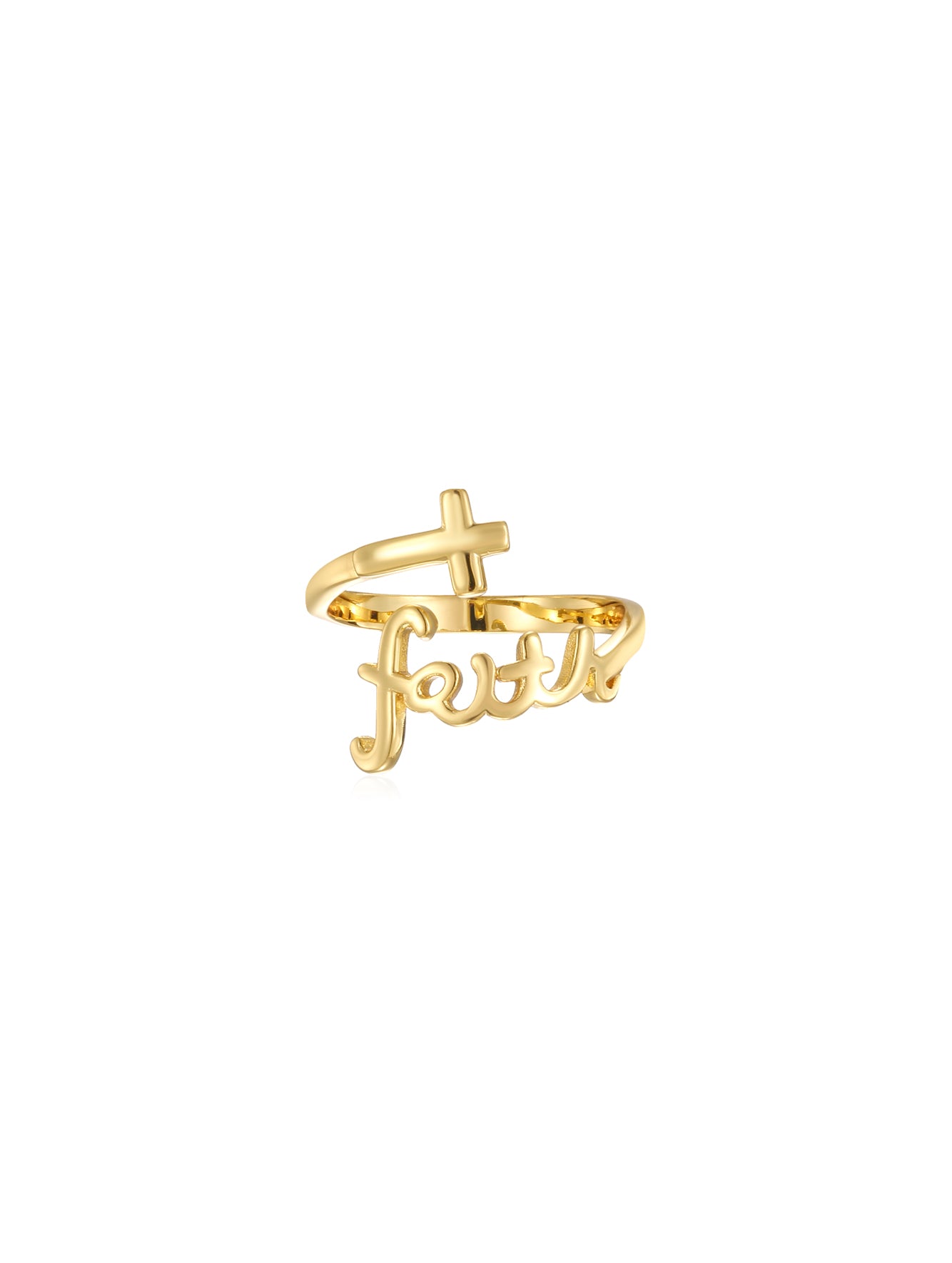 "Faith" Cross Adjustable Ring in 18K Gold Plated Copper
