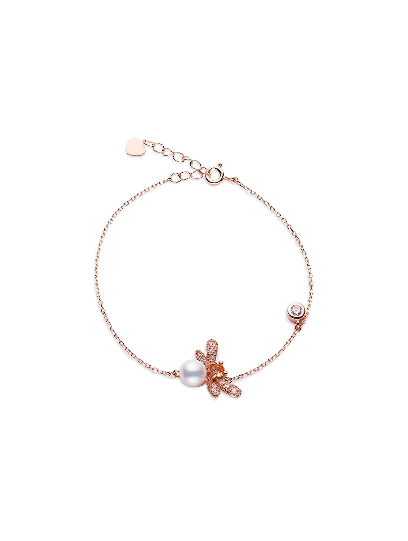 Rose Gold Bee Akoya Pearl Necklace & Bracelet Set