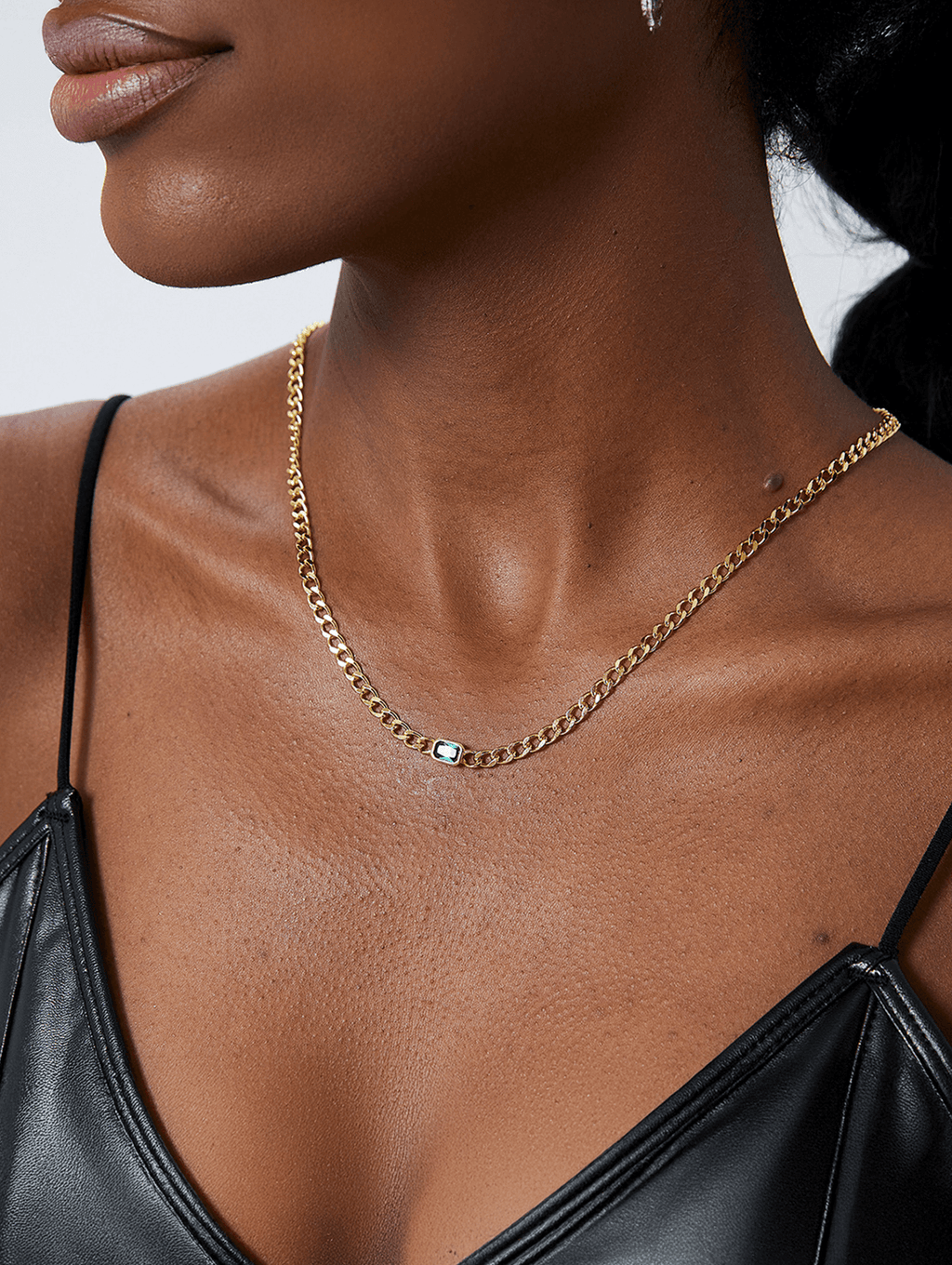 Vintage Cubic Zirconia Cuban Chain Necklace