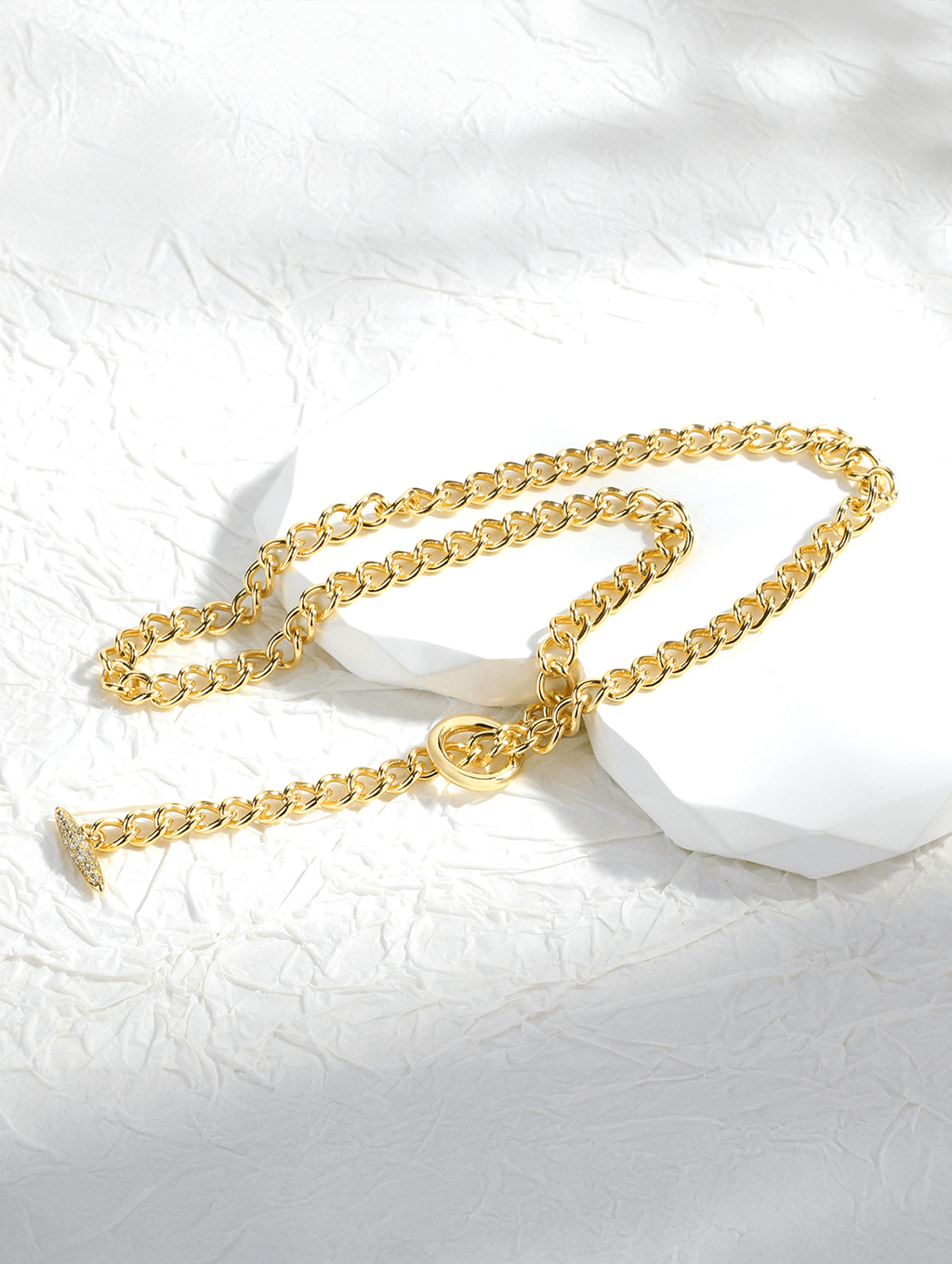 Vintage Irregular Metal OT Clasp Cubic Zirconia Necklace