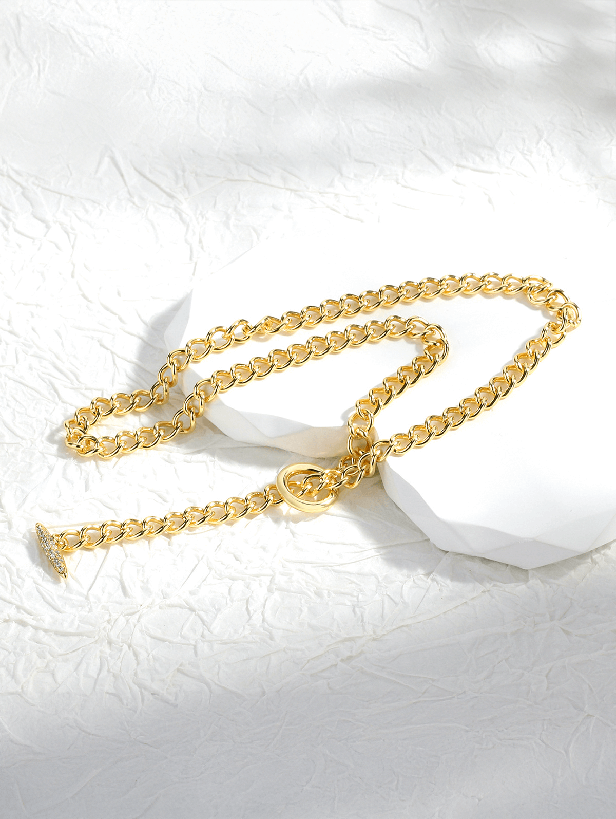 Vintage Irregular Metal OT Clasp Cubic Zirconia Necklace