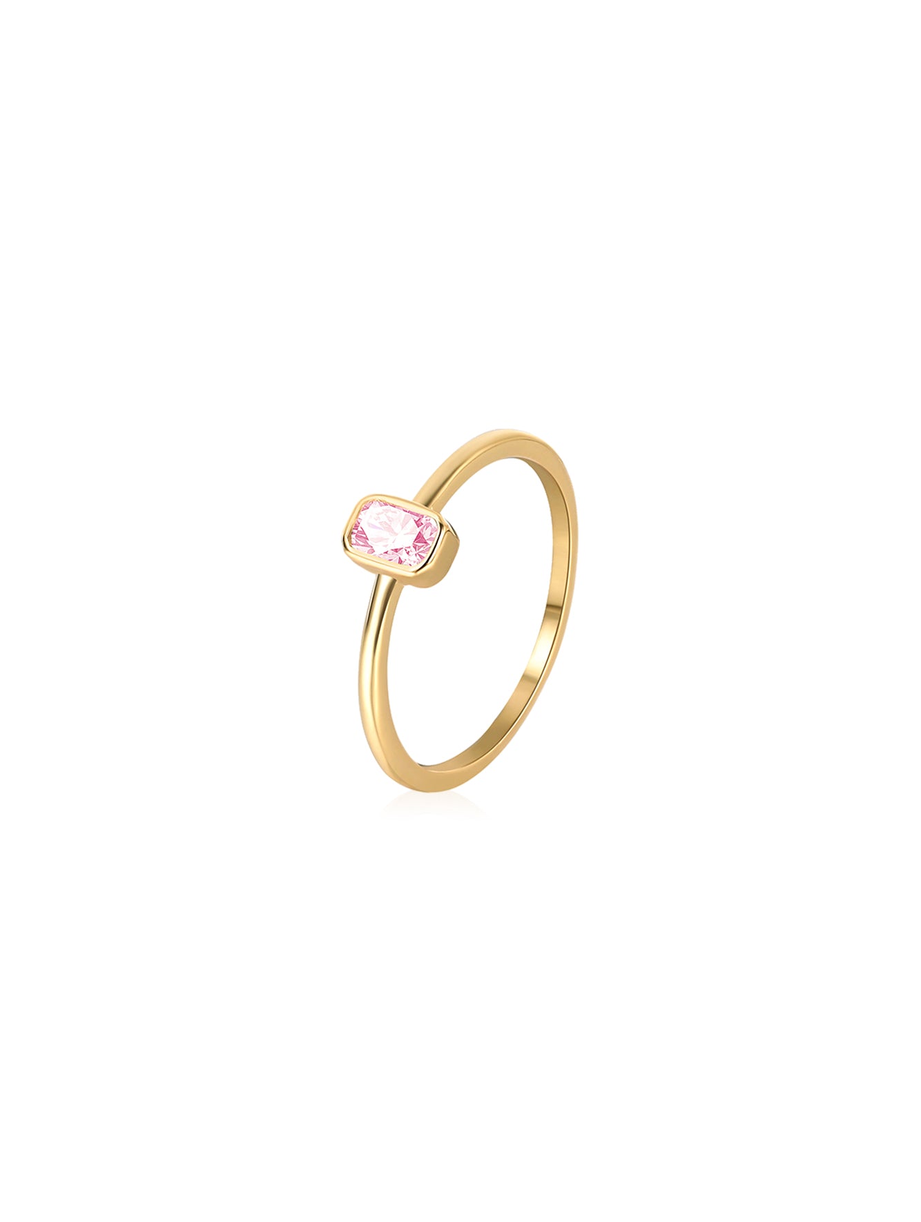 Minimalist Rectangle Cubic Zirconia Solitaire Ring